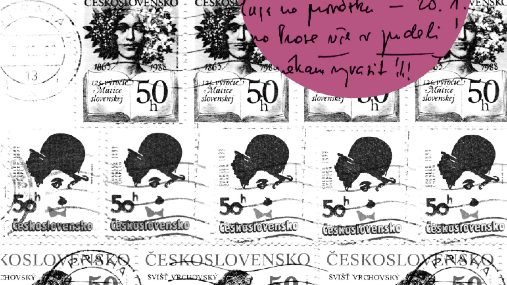 Grafika připomínající koláž z poštovních známek